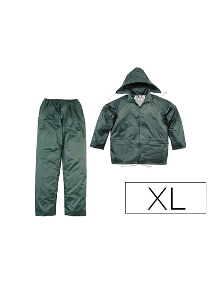 Conjunto de lluvia deltaplus 400 poliester/pvc verde talla xl
