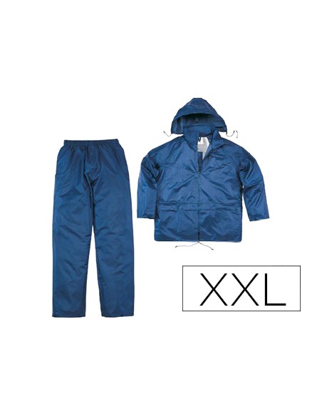 Conjunto de lluvia deltaplus 400 poliester/pvc azul marino talla xxl