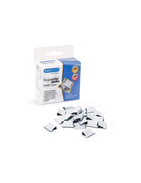 Clips de recarga rapesco capacidad 40 hojas color blanco caja de 100 unidades