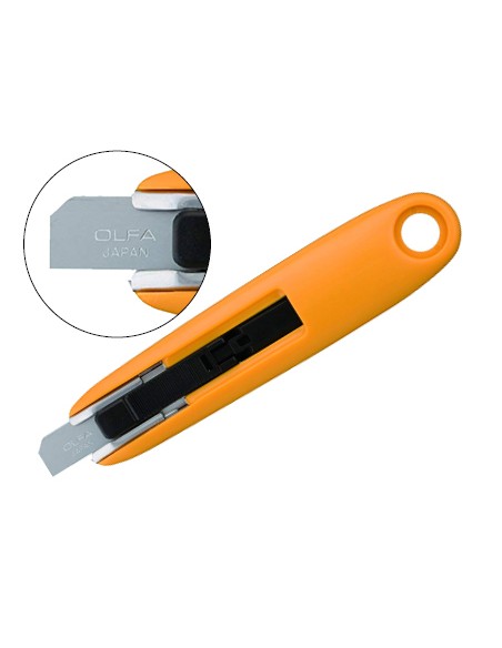 Cortador de seguridad olfa cuchilla ancha 12,5mm formato compacto con cuerpo de acero inoxidable