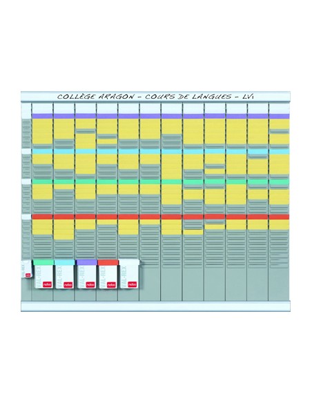Kit planificacion de tarjetas t nobo 66x80 cm 12 columnas 2x32 ranuras + 500 tarjetas t nº2 colores surtidos + 100