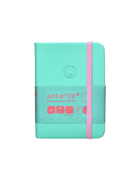 Cuaderno con gomilla antartik notes tapa dura a7 hojas lisas rosa y turquesa 80 hojas 80 gr fsc