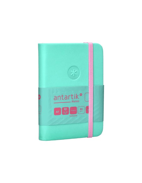 Cuaderno con gomilla antartik notes tapa dura a7 hojas lisas rosa y turquesa 80 hojas 80 gr fsc