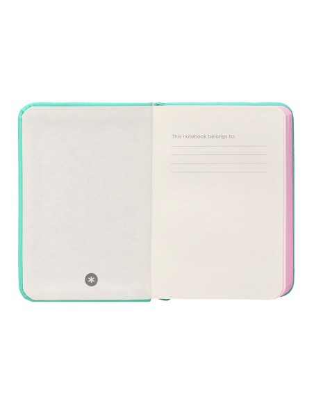Cuaderno con gomilla antartik notes tapa dura a7 hojas lisas rosa y turquesa 80 hojas 80 gr fsc