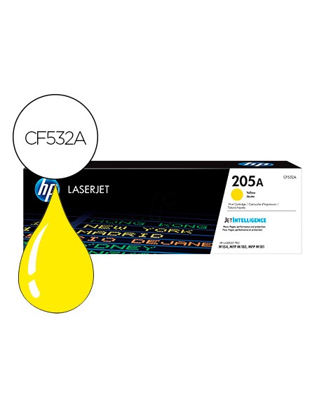Toner hp 205a laserjet m154a / 154nw / mfp m180n / 181fw amarillo 900 paginas