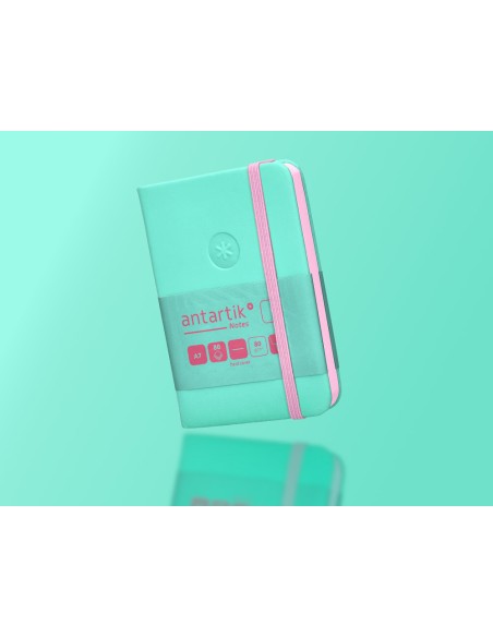 Cuaderno con gomilla antartik notes tapa dura a7 hojas lisas rosa y turquesa 80 hojas 80 gr fsc