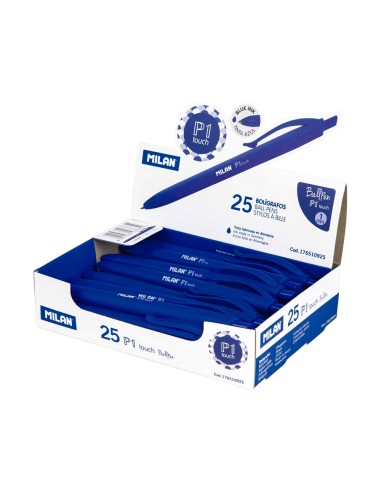 Boligrafo milan p1 retractil 1 mm touch azul