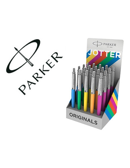 Boligrafo parker jotter plastic original expositor de 20 unidades colores surtidos