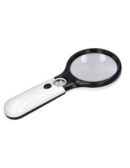 Lupa q-connect electrica aro abs 75 mm 3 aumentos 3 bombillas led lente 70 mm