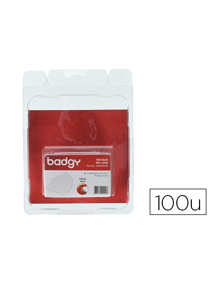 Tarjeta pvc para impresora badgy grosor 0,50 mm pack de 100 unidades
