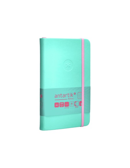 Cuaderno con gomilla antartik notes tapa dura a6 hojas rayas rosa y turquesa 100 hojas 80 gr fsc