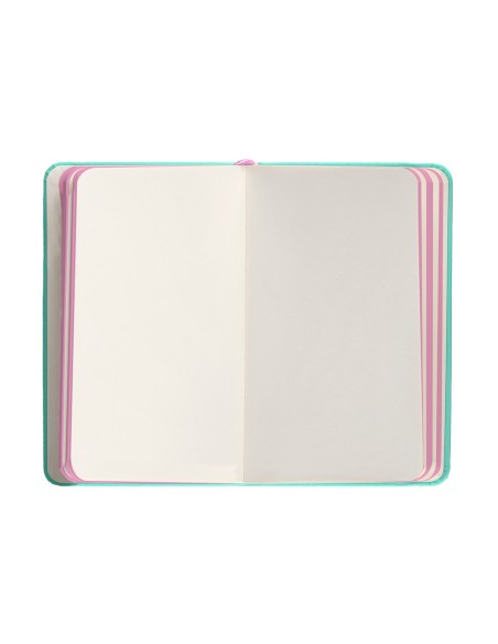 Cuaderno con gomilla antartik notes tapa dura a6 hojas rayas rosa y turquesa 100 hojas 80 gr fsc