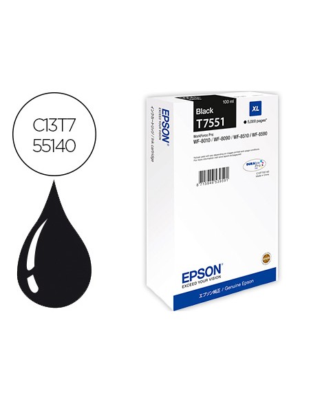 Ink-jet epson t551 workforce pro wf-8010 / wf-8090 / wf-8090 d3twc / wf-8510 / wf-8590 / wf-8590 negro 5.000