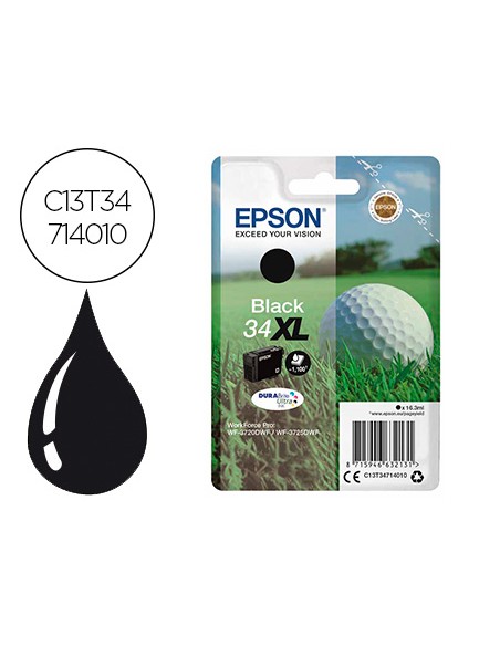 Ink-jet epson work force pro wf-3720dwf/3725dwf negro 34xl durabrite ultra ink 1100 paginas