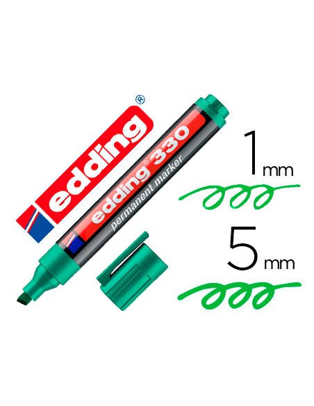 Rotulador edding marcador permanente 330 verde punta biselada 1-5 mm recargable