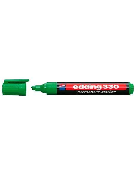 Rotulador edding marcador permanente 330 verde punta biselada 1-5 mm recargable