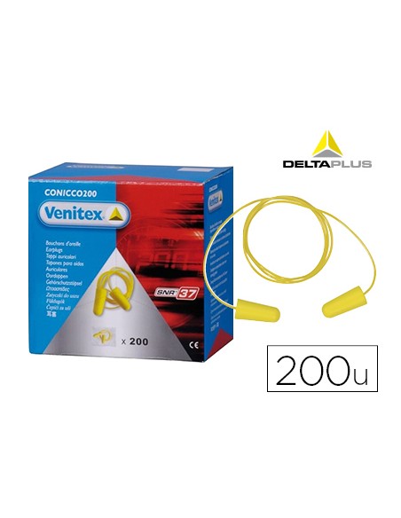 Protector auditivo delta plus conico con cordon caja 200 pares