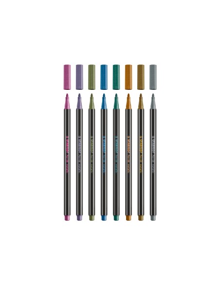 Rotulador stabilo acuarelable pen 68 metalico azul punta gruesa 1mm
