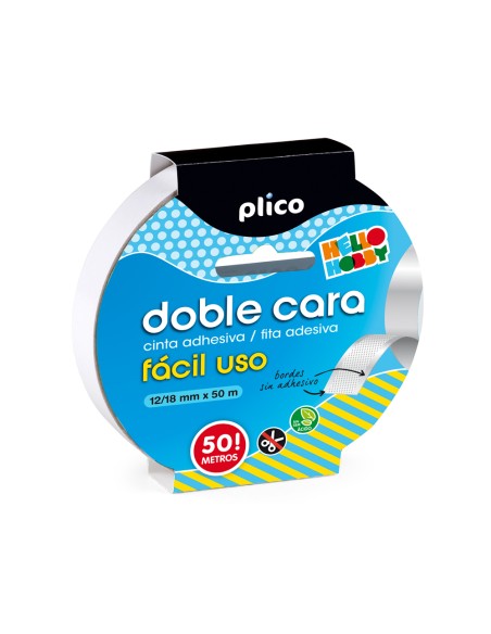Cinta adhesiva plico doble cara facil uso 50 m x 12/18 mm
