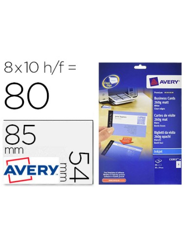 Tarjeta de visita avery blanca mate 85x54 mm...