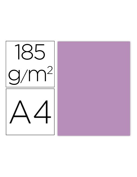 Cartulina guarro din a4 malva 185 gr paquete de 50 hojas