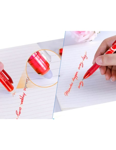 Boligrafo q-connect retractil borrable 0,7 mm color rojo