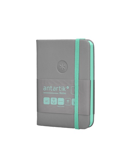 Cuaderno con gomilla antartik notes tapa dura a7 hojas lisas gris y turquesa 80 hojas 80 gr fsc