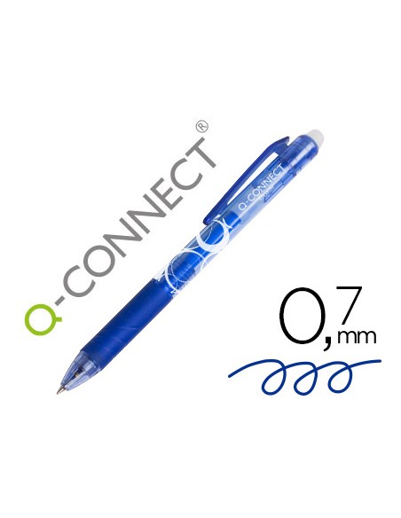 Boligrafo q-connect retractil borrable 0,7 mm color azul