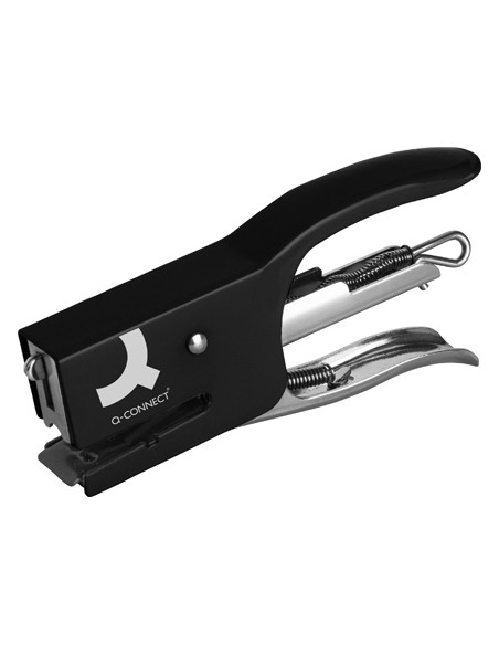 Grapadora q-connect de tenaza kf22340 metalica color negro capacidad 12 hojas usa grapas numero 10