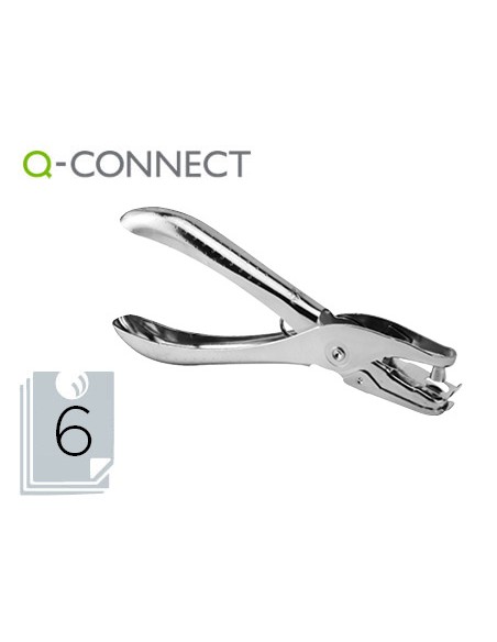 Taladrador q-connect kf18765 de tenaza metalico cromado 1 taladro abertura 6 mm capacidad 6 hojas