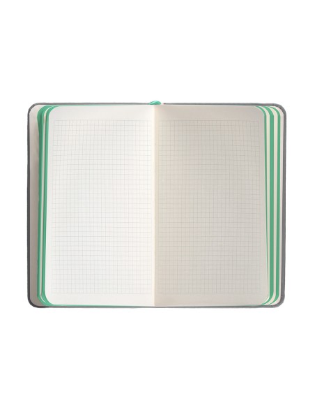 Cuaderno con gomilla antartik notes tapa dura a6 hojas cuadricula gris y turquesa 100 hojas 80 gr fsc