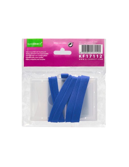 Identificador q-connect kf17112 con cordon plano azul y apertura lateral 94x60 mm
