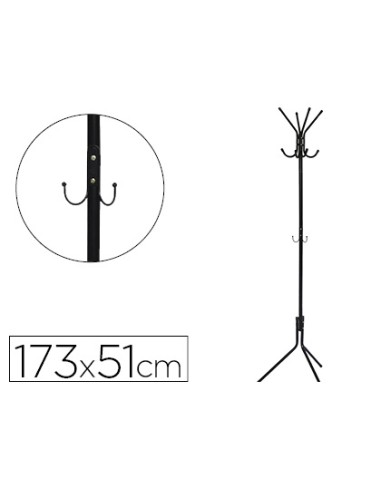 Perchero metalico q-connect negro 8 colgadores...