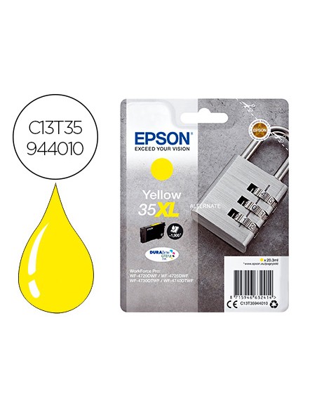 Ink-jet epson 35xl t3594 pro wf-4720dwf / 4725dwf / 4730dtwf / 4740dtwf amarillo alta capacidad 1900 paginas
