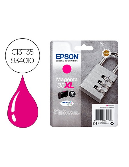 Ink-jet epson 35xl t3593 pro wf-4720dwf / 4725dwf / 4730dtwf / 4740dtwf magenta alta capacidad 1900 paginas
