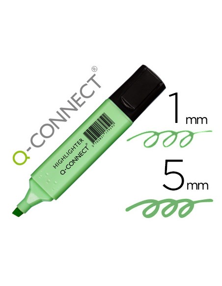 Rotulador q-connect fluorescente pastel verde punta biselada