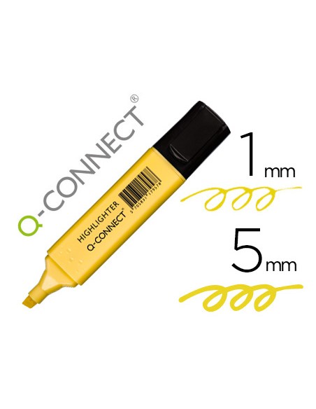 Rotulador q-connect fluorescente pastel amarillo punta biselada