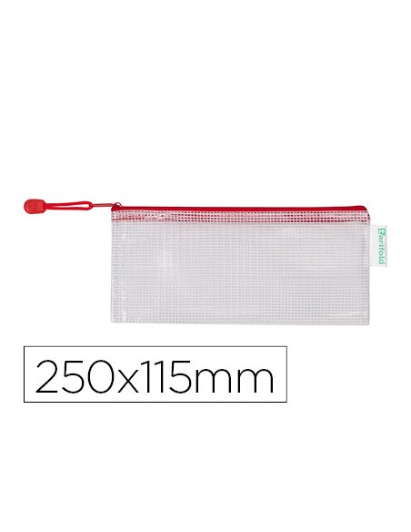 Bolsa multiusos djois pvc 250x115 mm apertura superior con cremallera portaboligrafo y correa color rojo