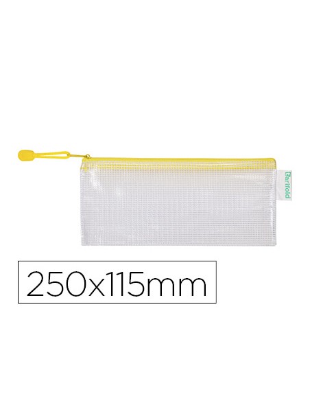 Bolsa multiusos djois pvc 250x115 mm apertura superior con cremallera portaboligrafo y correa color amarillo