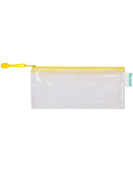 Bolsa multiusos djois pvc 250x115 mm apertura superior con cremallera portaboligrafo y correa color amarillo