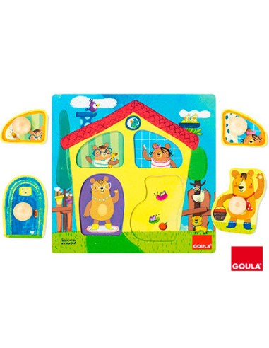 Puzle goula madera casa familia osos 4 piezas