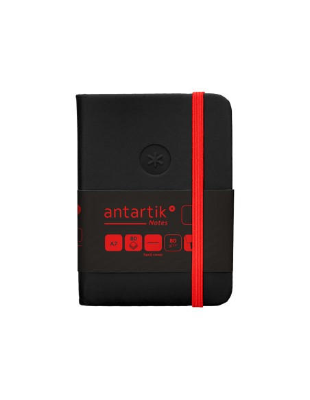 Cuaderno con gomilla antartik notes tapa dura a7 hojas lisas negro y rojo 80 hojas 80 gr fsc