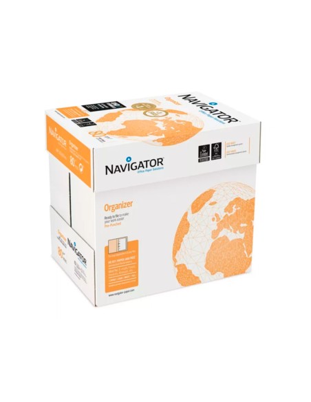 Papel fotocopiadora navigator din a4 80 gramos 2 taladros papel multiuso ink-jet y laser paquete de 500 hojas
