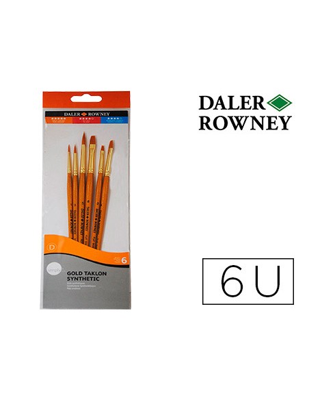 Pinceles daler rowney simply art sintentico mango corto dorado blister de 5 unidades