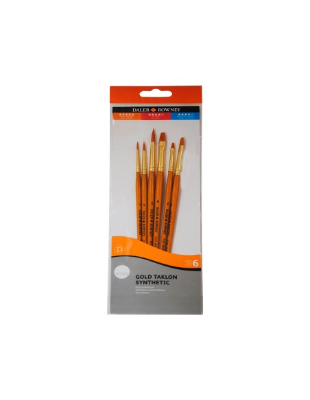 Pinceles daler rowney simply art sintentico mango corto dorado blister de 5 unidades