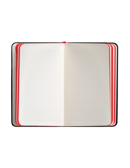 Cuaderno con gomilla antartik notes tapa dura a6 hojas cuadricula negro y rojo 100 hojas 80 gr fsc