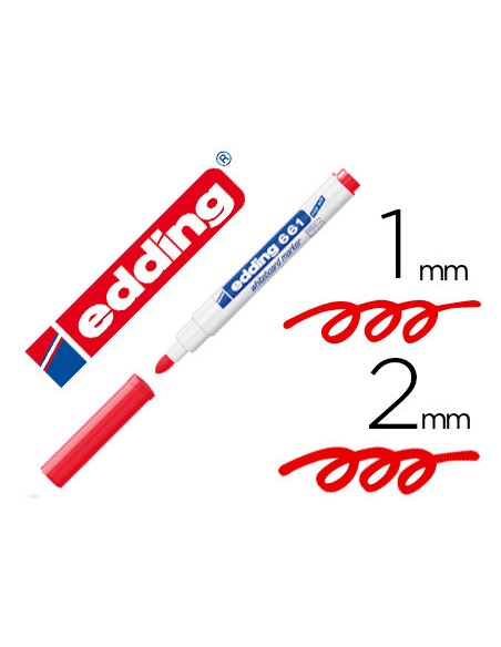 Rotulador edding para pizarra blanca 661 color rojo punta redonda 1-2 mm