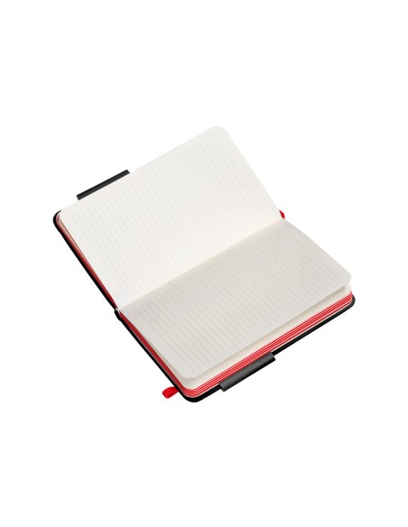 Cuaderno con gomilla antartik notes tapa dura a6 hojas rayas negro y rojo 100 hojas 80 gr fsc