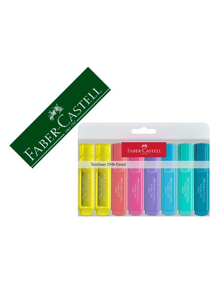 Rotulador faber castell fluorescente textliner 46 pastel estuche 8 unidades colores surtidos