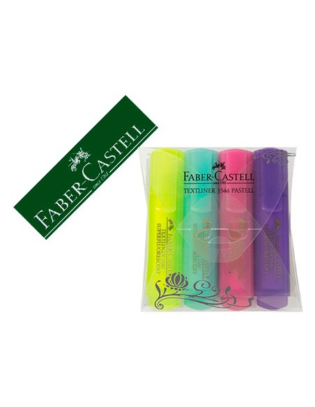 Rotulador faber castell fluorescente textliner 46 pastel estuche 4 unidades colores surtidos